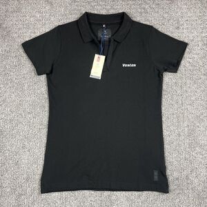 Nimbus Polo Shirt Womens Large Black Harvard Organic Stretch Embroidered Vestas